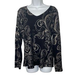 Chico’s Pullover Top Foiled Scrolls NWT